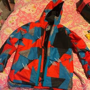 Obermeyer Red and Blue Kids Puffer Jacket size 14/16